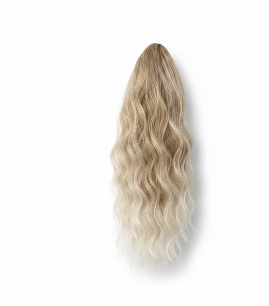 Hiuslisäke kiharaponnari 45cm, 3 ERIVÄRIÄ hainhammas kiinnityksellä