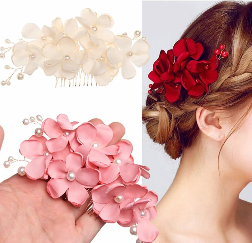 Hiuskoriste helmikampa | Roosa | Hiuskorut ja koristeet