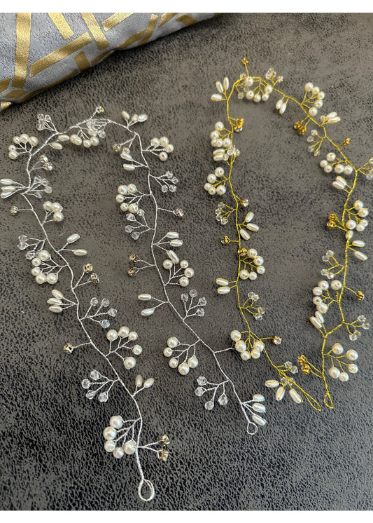 Hiuskoriste helminauha 45-50cm | Kulta | Hiuskorut ja koristeet