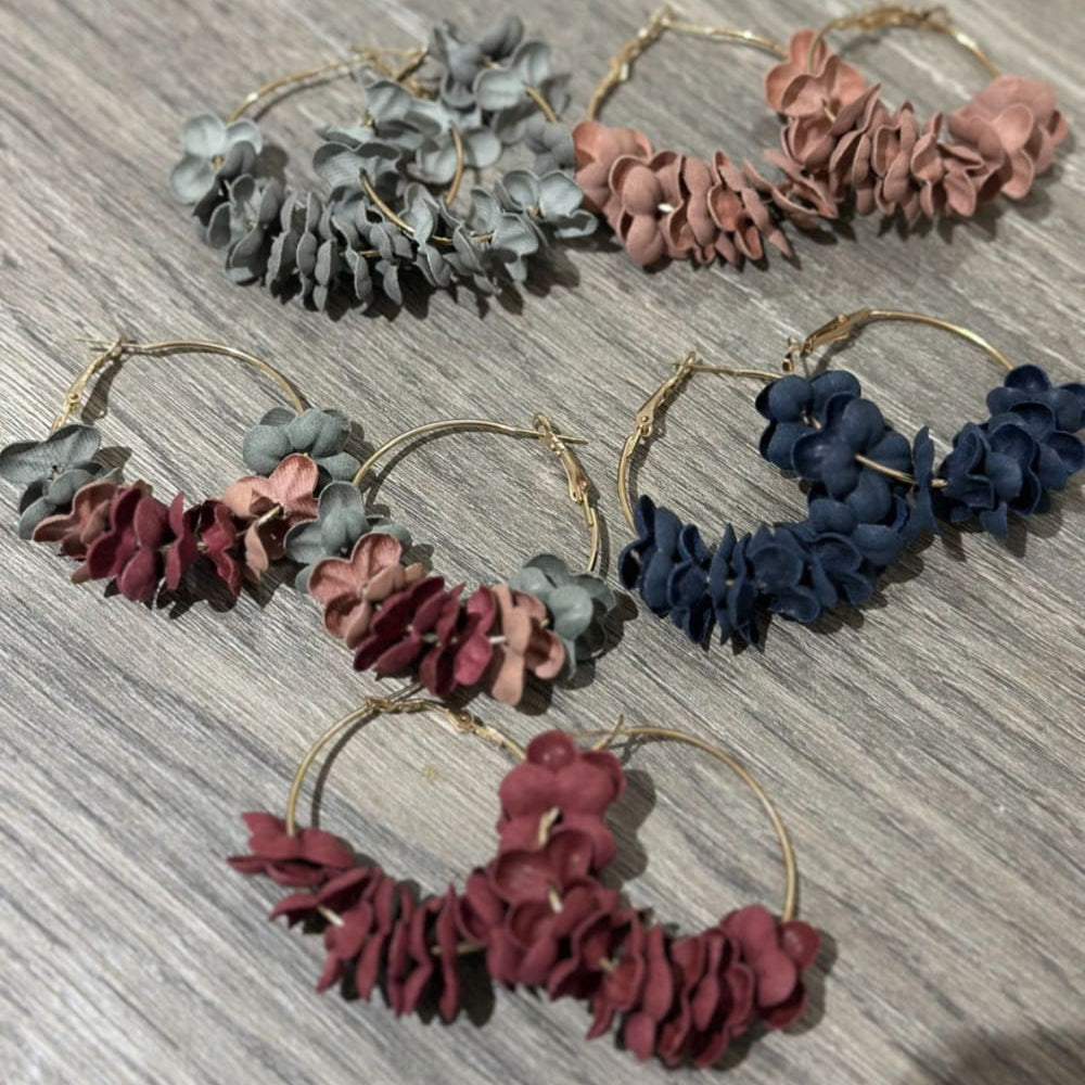 korvakorut kukat renkaissa | tummansininen | Korvakorut