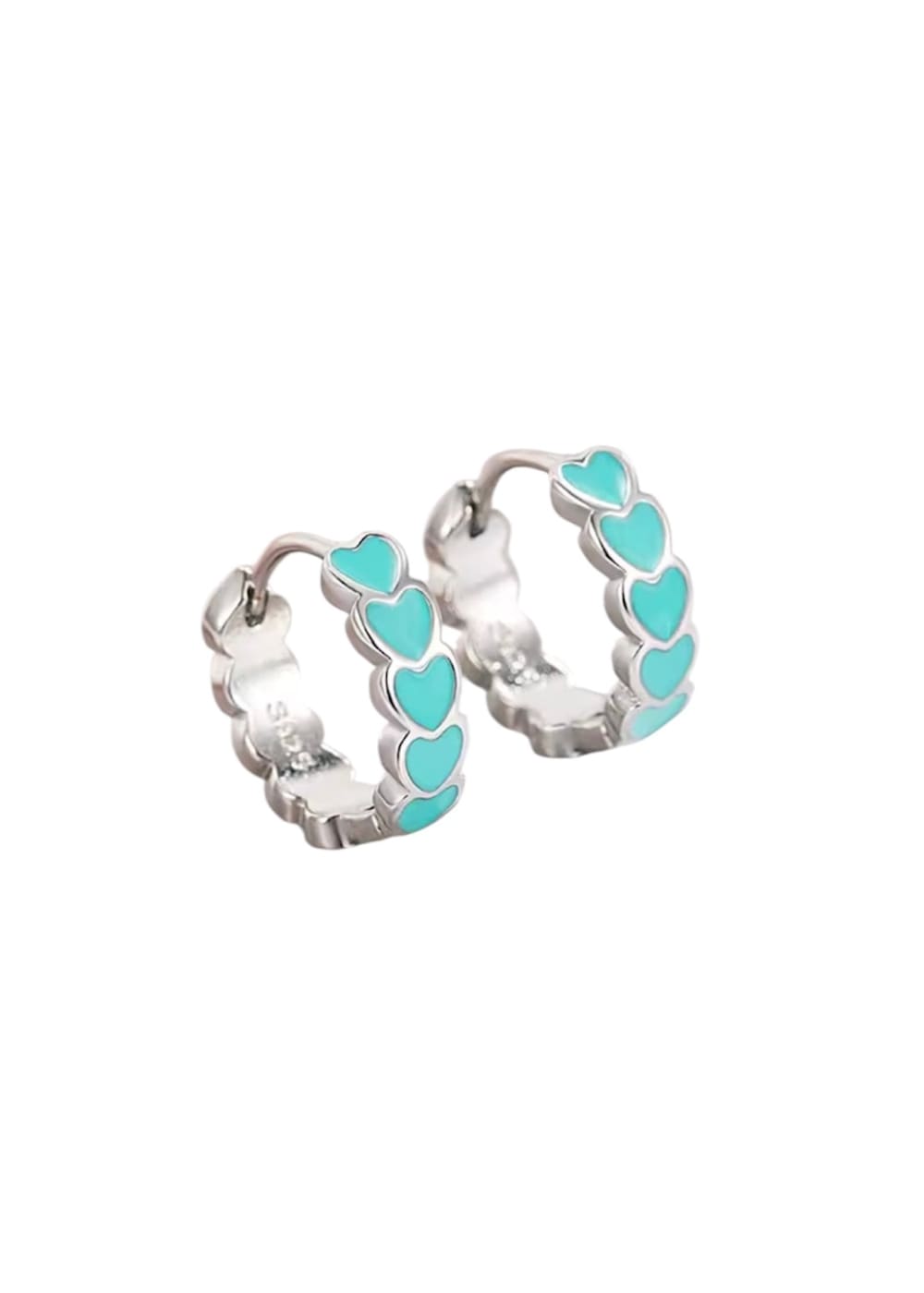 Korvakorut sydänrengas | Turkoosi | Korvakorut