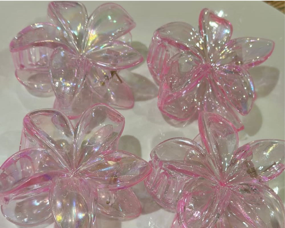 Kukkaklipsi lasipinkki | Hiuskorut ja koristeet