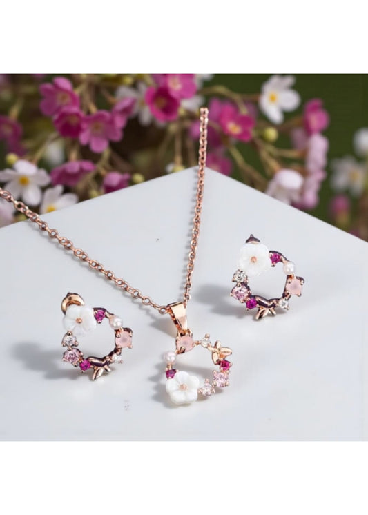 Kukkaseppele-korusetti – kaulakoru & korvakorut | ruusukulta | Kaulakorut