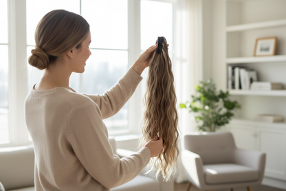 Hiuslisäke kiharaponnari hainhampailla 60cm ERIVÄREJÄ
