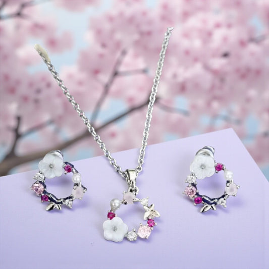 Kukkaseppele-korusetti – kaulakoru & korvakorut