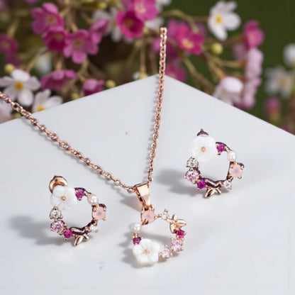 Kukkaseppele-korusetti – kaulakoru & korvakorut