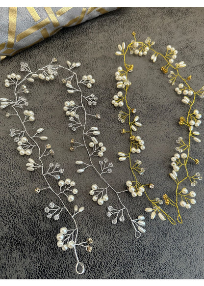 Hiuskoriste helminauha 45-50cm | Kulta | Hiuskorut ja koristeet