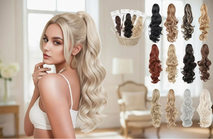 Hiuslisäke hainhammas ponnaripidennys 45-50cm | Valkoinen | Hiuslisäkkeet