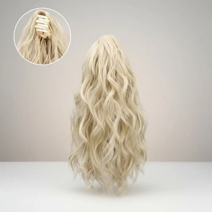 Hiuslisäke kiharaponnari 35cm hainhammas kiinnitys ERIVÄREJÄ | Vaalea luonnollinen | Hiuslisäkkeet