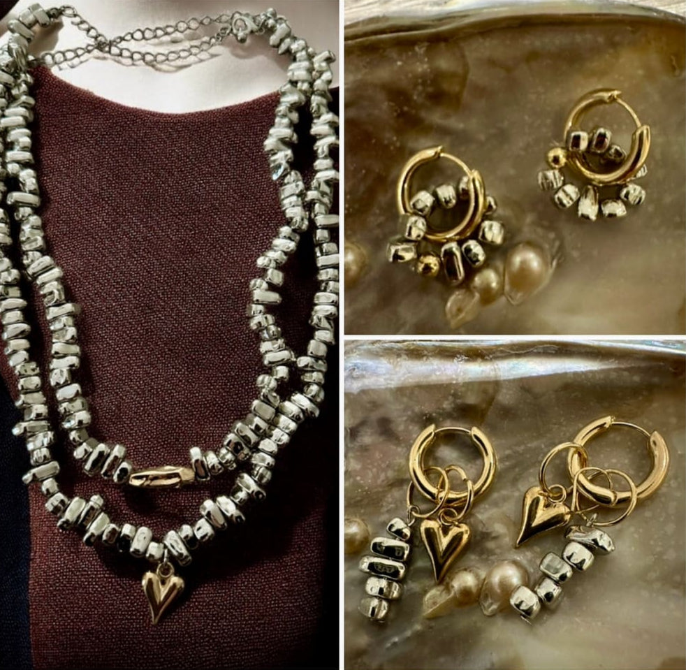 Korvakorut kivipala sydän | Korvakorut