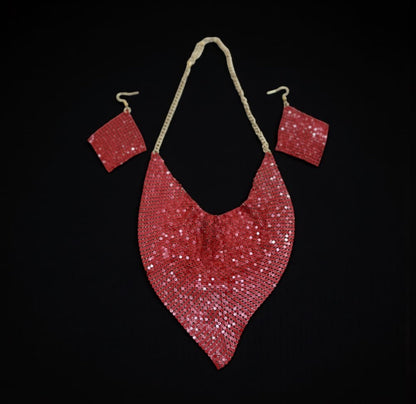 Korvakorut&koruhuivi ILTA | Punainen | Kaulakorut