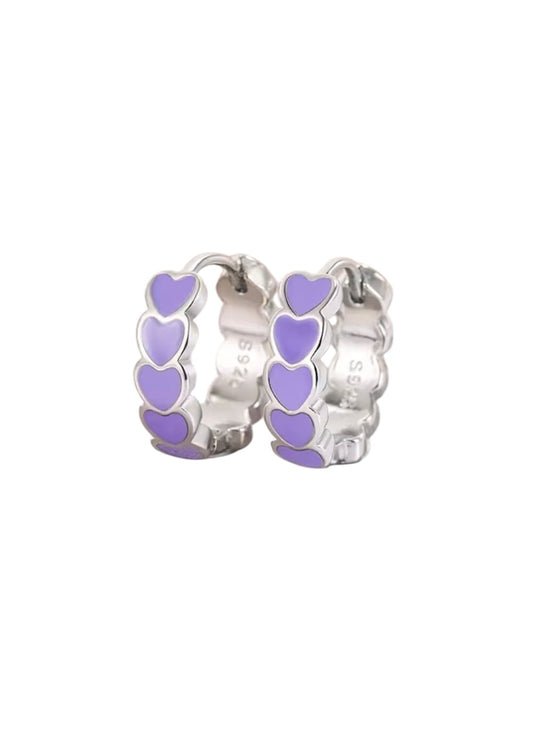 Korvakorut sydänrengas | Violetti | Korvakorut