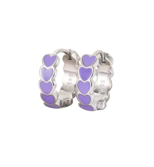Korvakorut sydänrengas | Violetti | Korvakorut