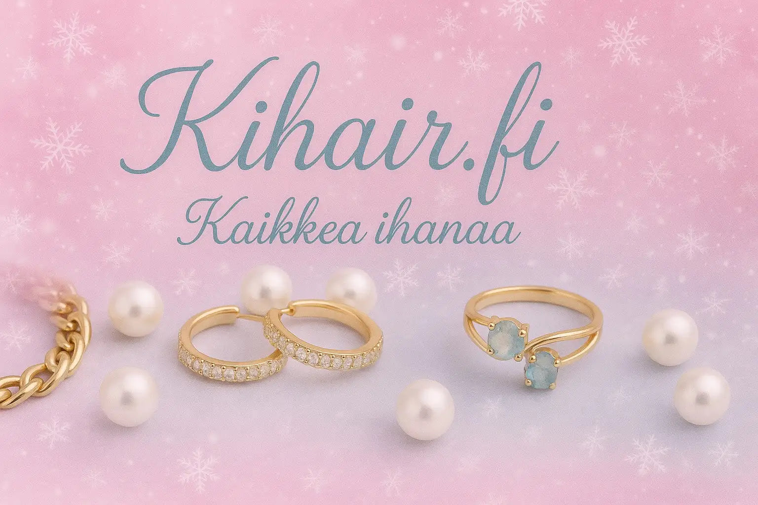 Kultainen helmirengas herkällä muotoilulla ja kimaltavilla kivillä.