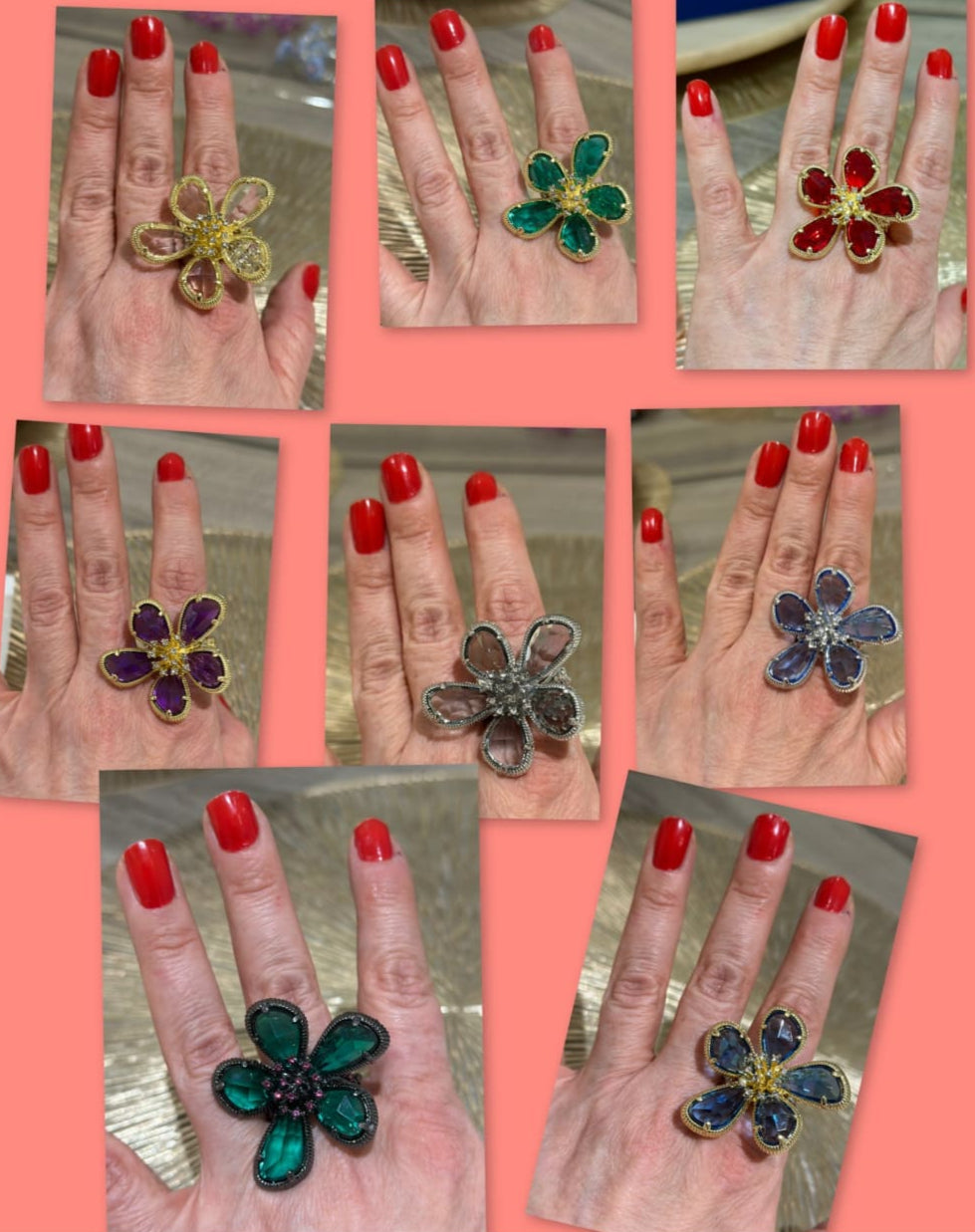 Säihkyvä kukkasormus Eini | Sormukset